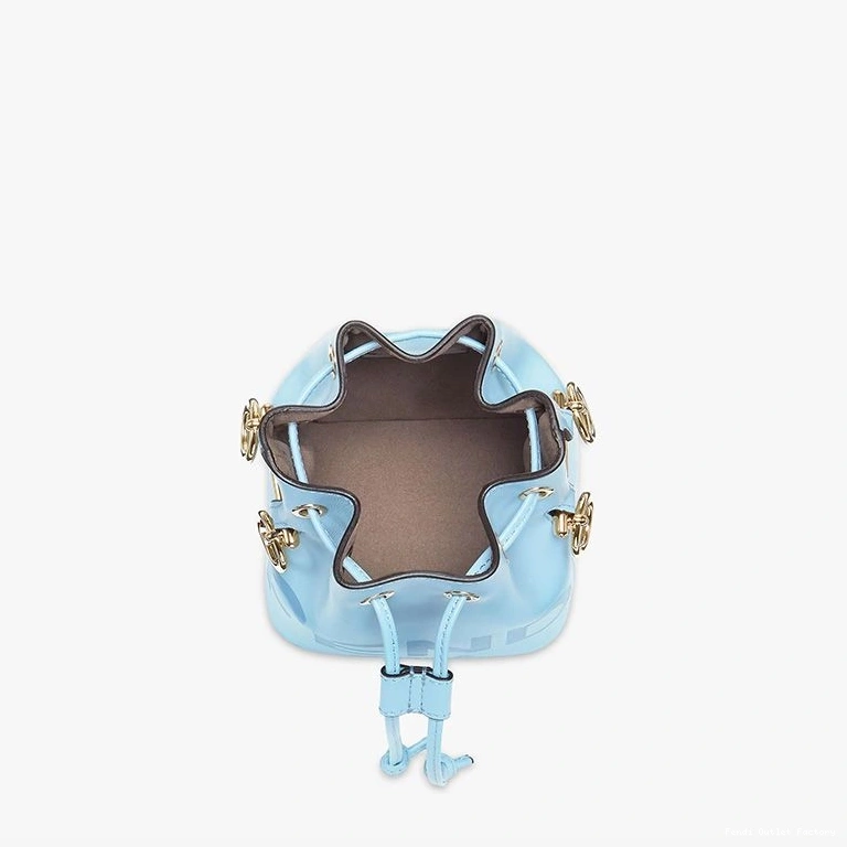 Vintage HOT Bag Mini Logo Leather Sky ROMA Calf Blue Bucket Fendi Mon In Tresor 0808
